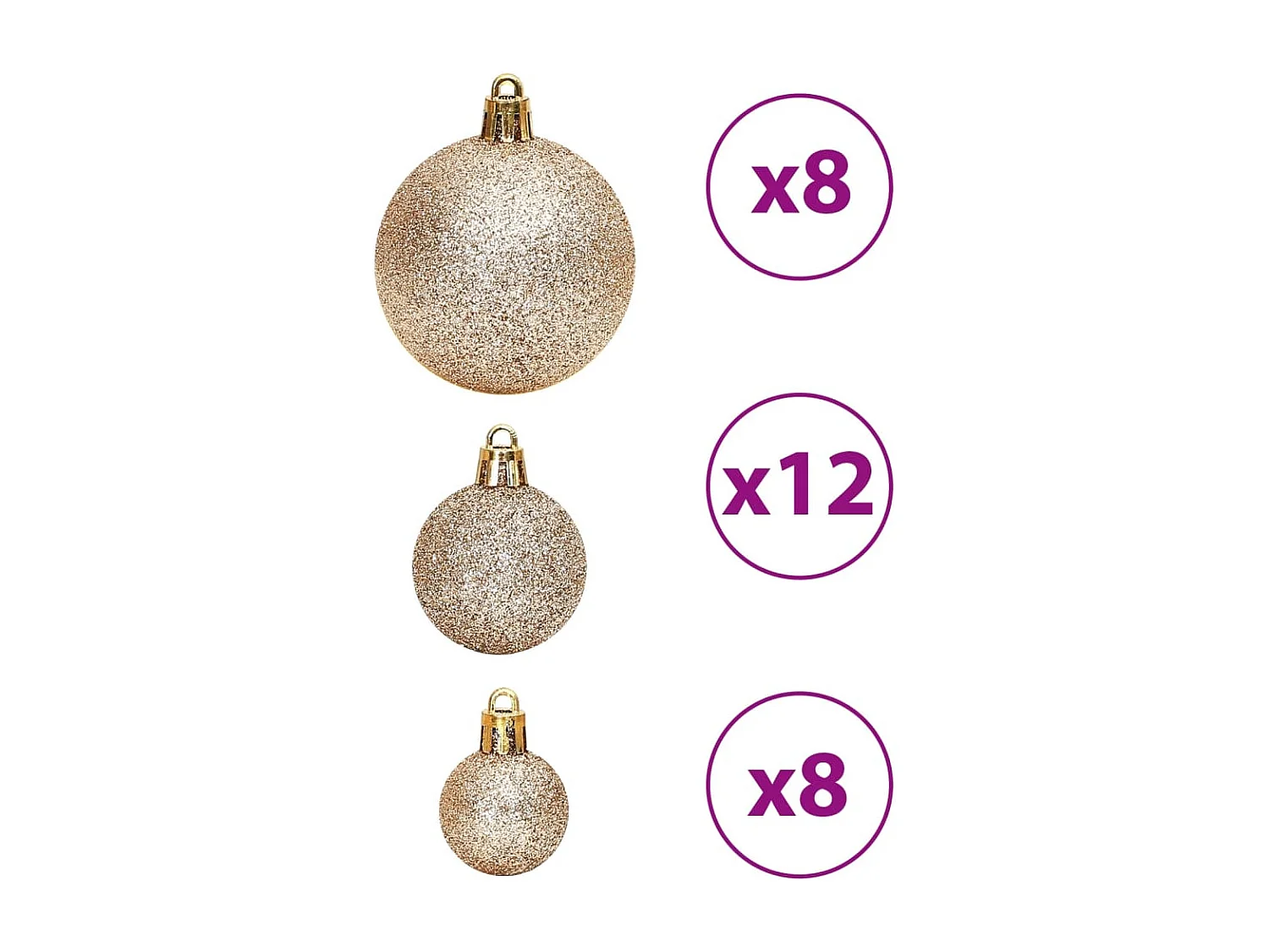 Boules de Noël 100 pcs champagne et marron 3 / 4 / 6 cm