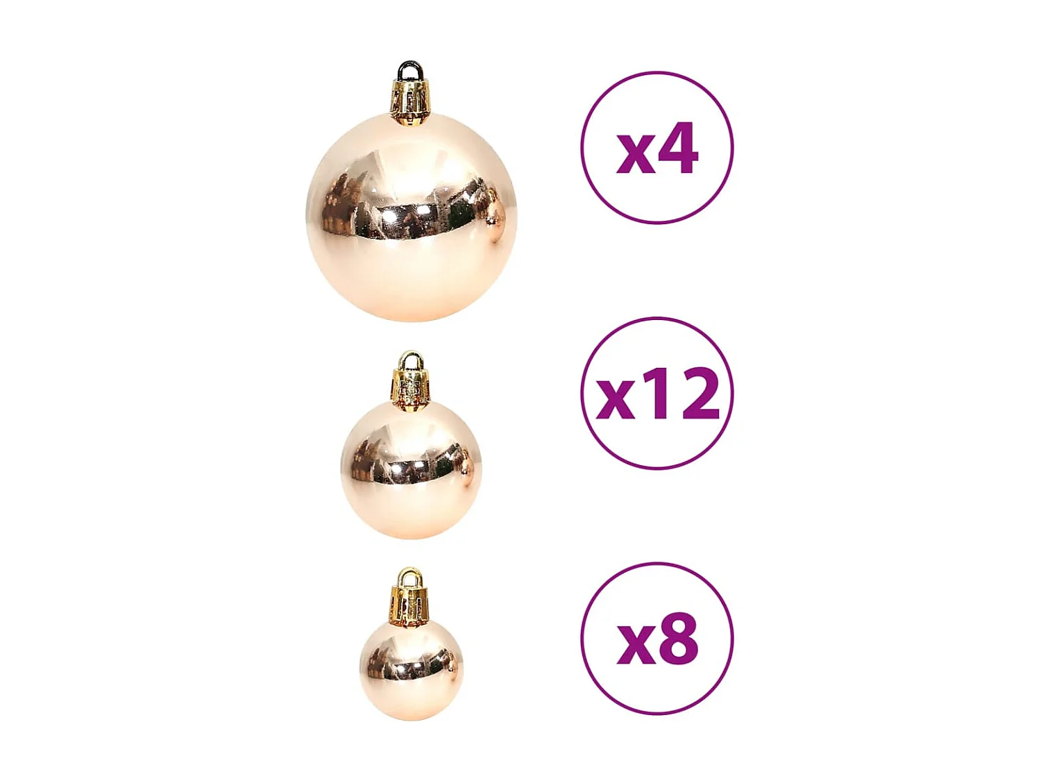 Boules de Noël 100 pcs champagne et marron 3 / 4 / 6 cm