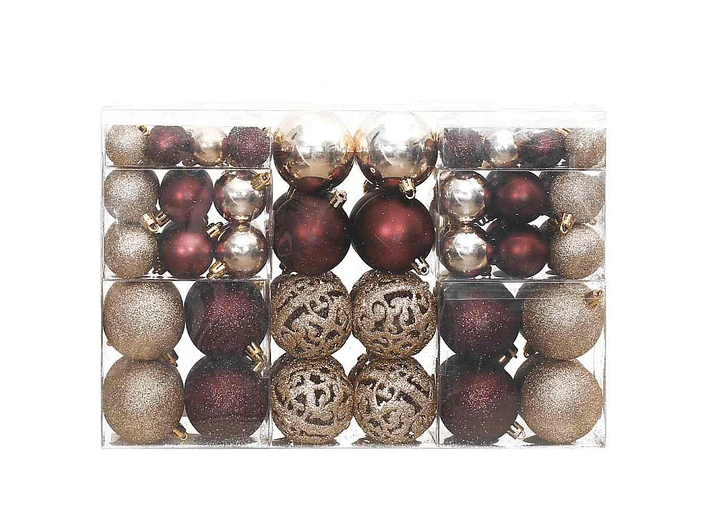 Kerstballen 100 st 3/4/6 cm champagnekleurig en bruin