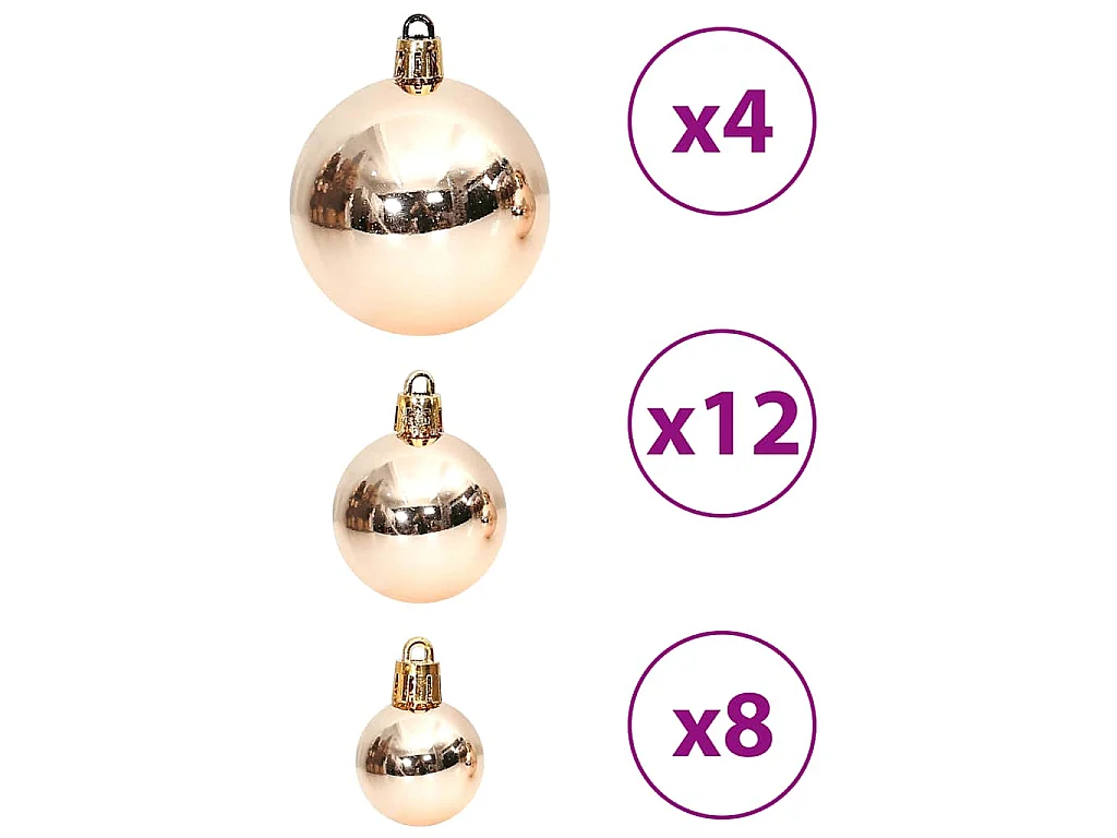 Kerstballen 100 st 3/4/6 cm champagnekleurig en bruin