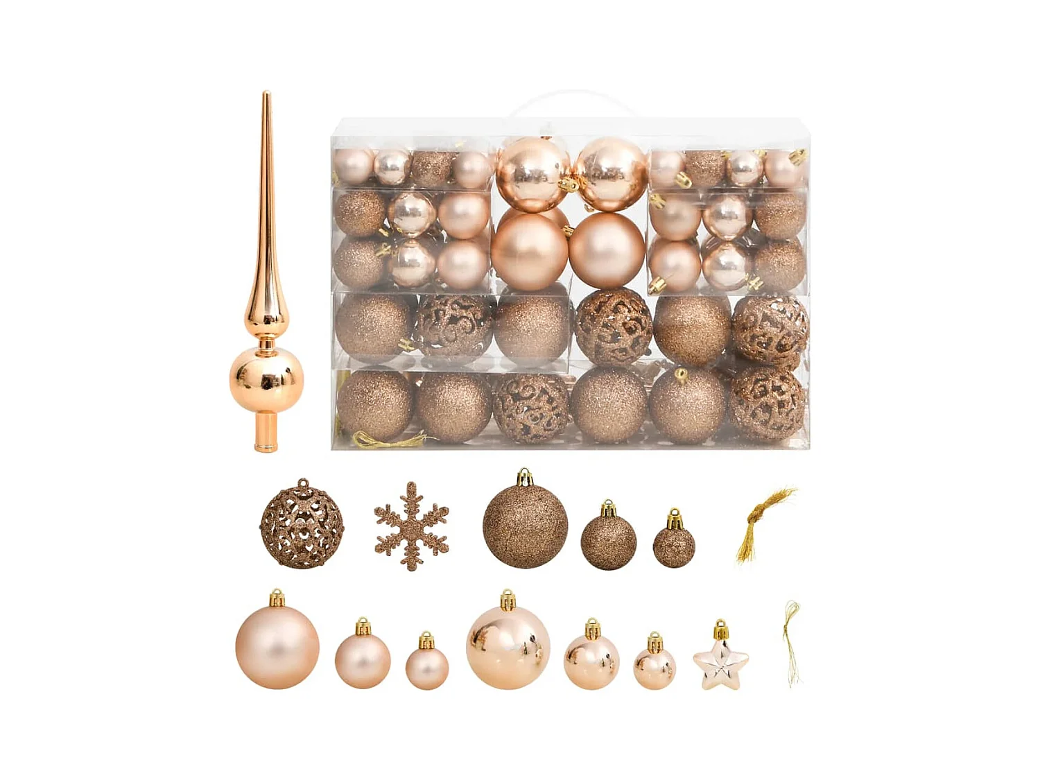 Ensemble de boules de Noël 111 pièces doré rose polystyrène