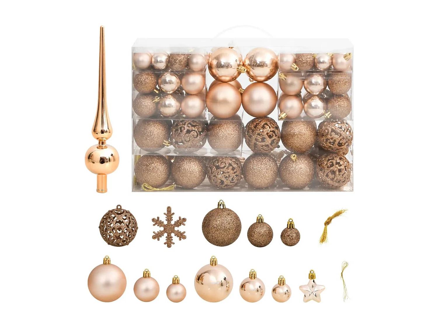 111 pcs conjunto de enfeites de Natal poliestireno rosa dourado