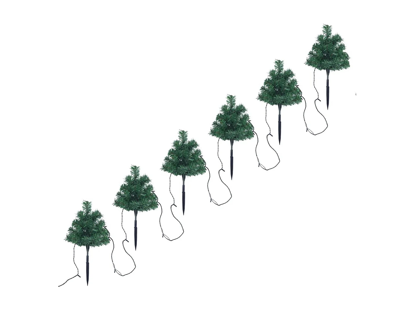 Tuinpadkerstbomen 6 st met meerkleurige LED's 45 cm PVC