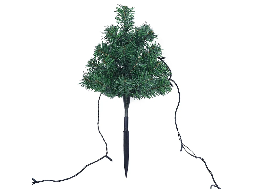 Tuinpadkerstbomen 6 st met meerkleurige LED's 45 cm PVC