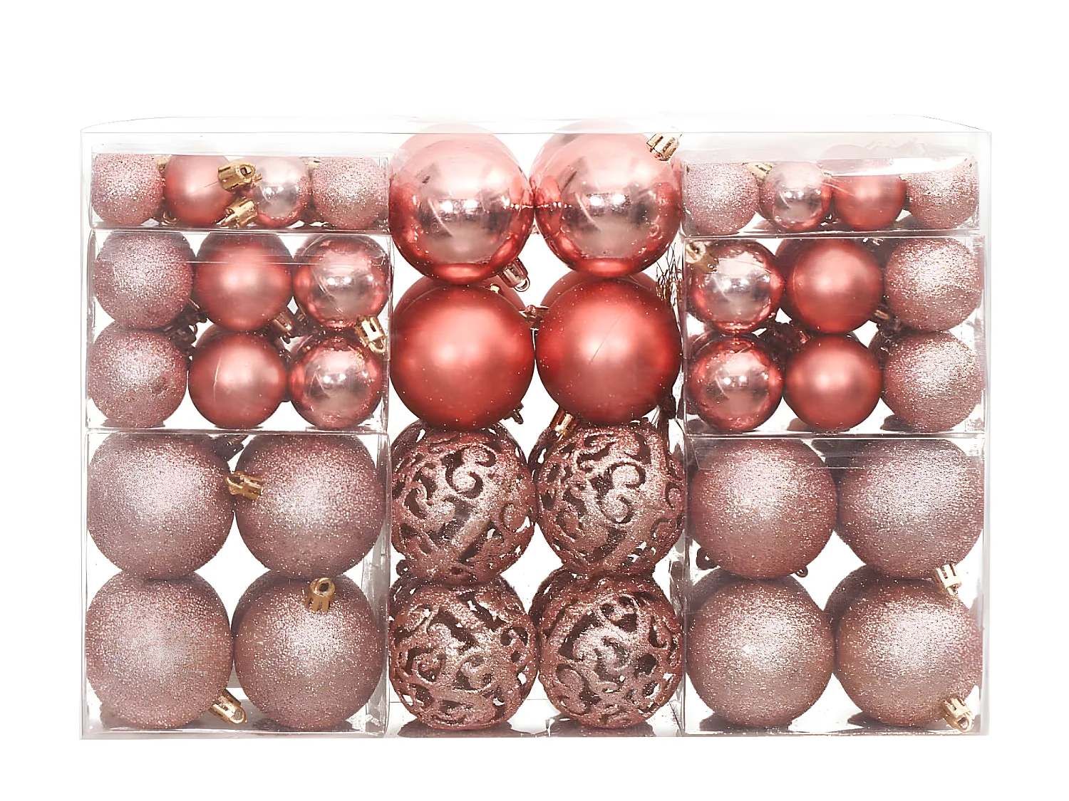 Boules de Noël 100 pcs rose et rosé 3 / 4 / 6 cm