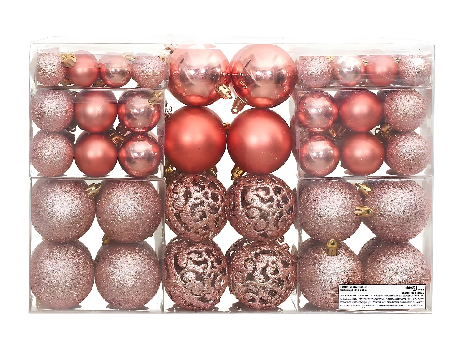 Boules de Noël 100 pcs rose et rosé 3 / 4 / 6 cm