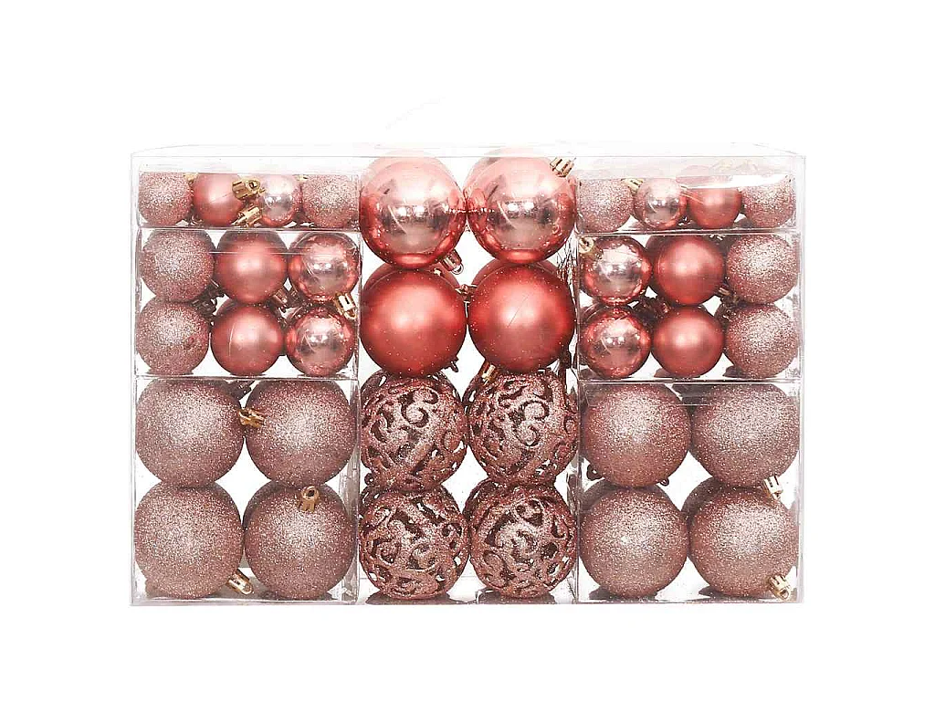 Kerstballen 100 st 3/4/6 cm roze en rosé