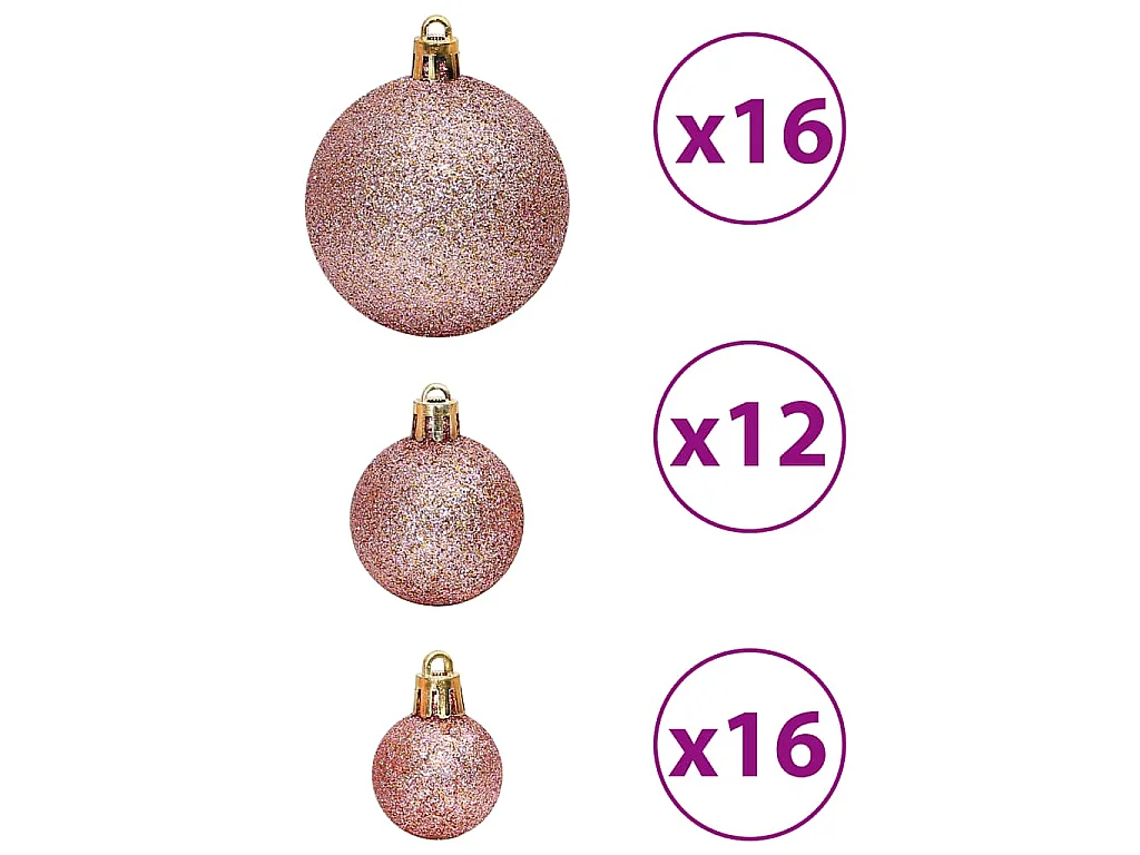 Kerstballen 100 st 3/4/6 cm roze en rosé