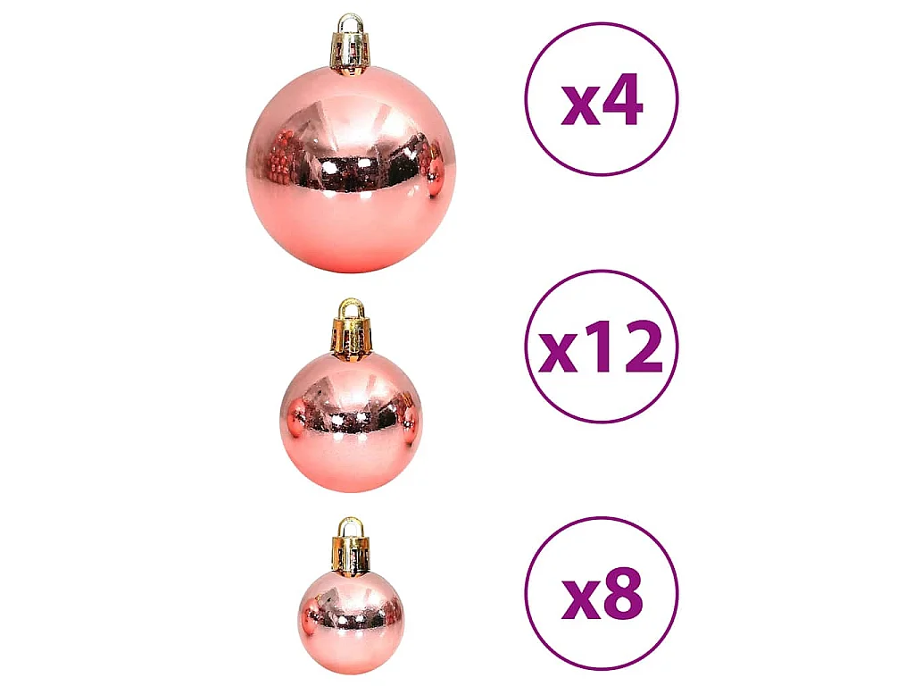 Kerstballen 100 st 3/4/6 cm roze en rosé