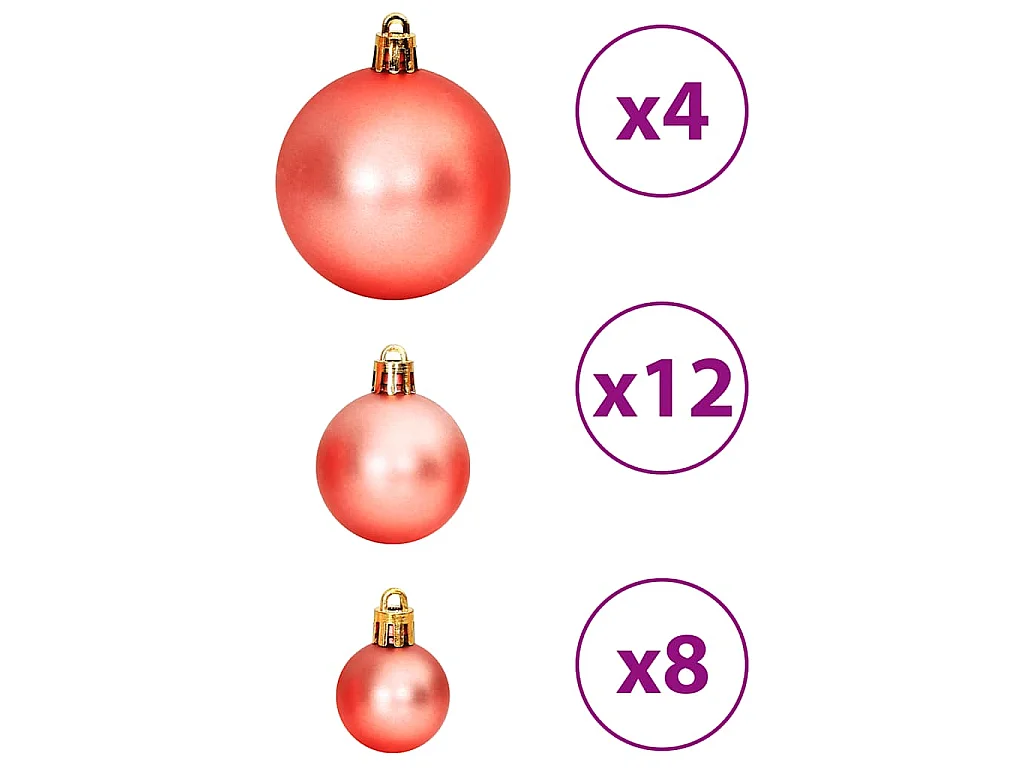 Kerstballen 100 st 3/4/6 cm roze en rosé
