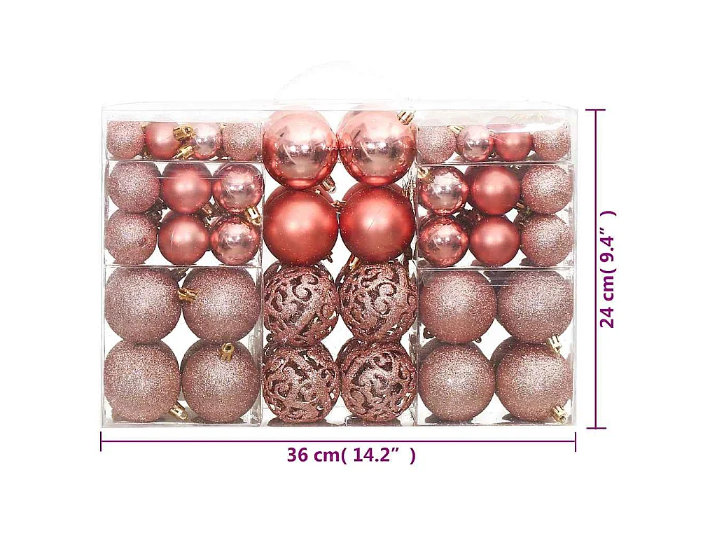 Kerstballen 100 st 3/4/6 cm roze en rosé