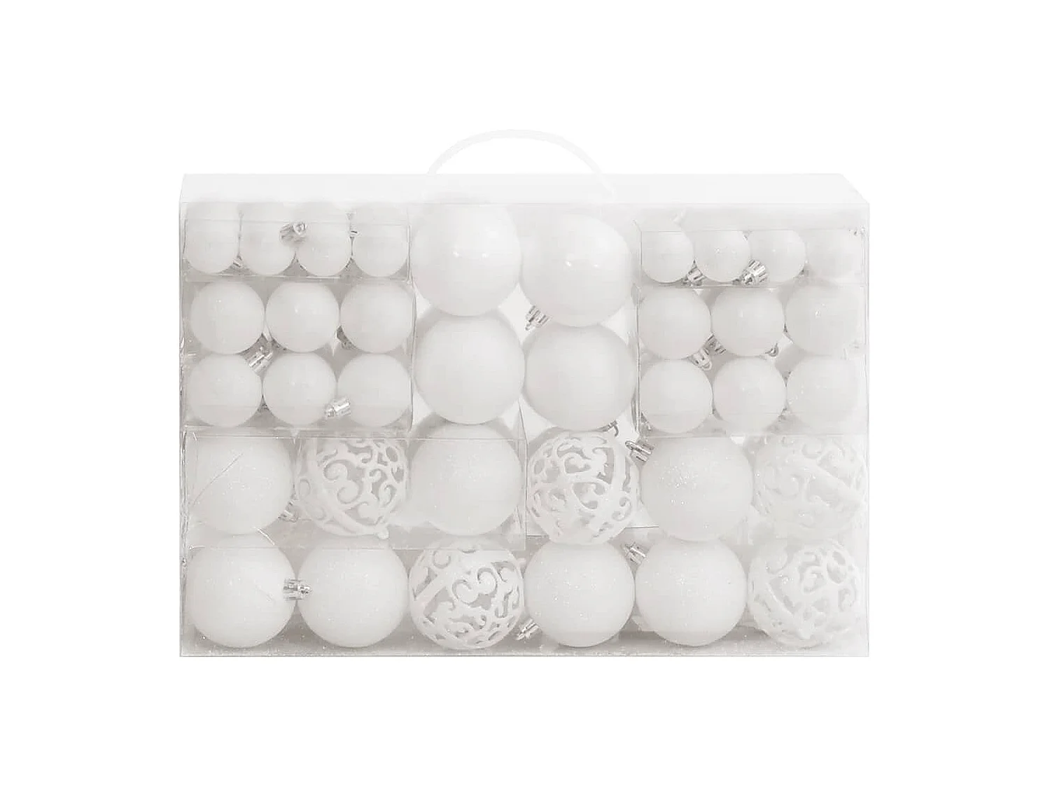 Ensemble de boules de Noël 111 pièces blanc polystyrène