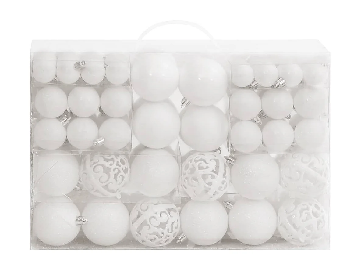 Ensemble de boules de Noël 111 pièces blanc polystyrène