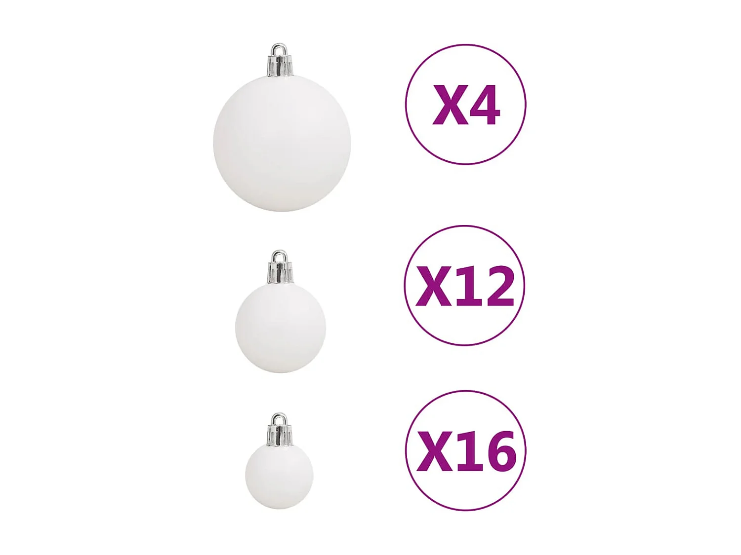 Ensemble de boules de Noël 111 pièces blanc polystyrène