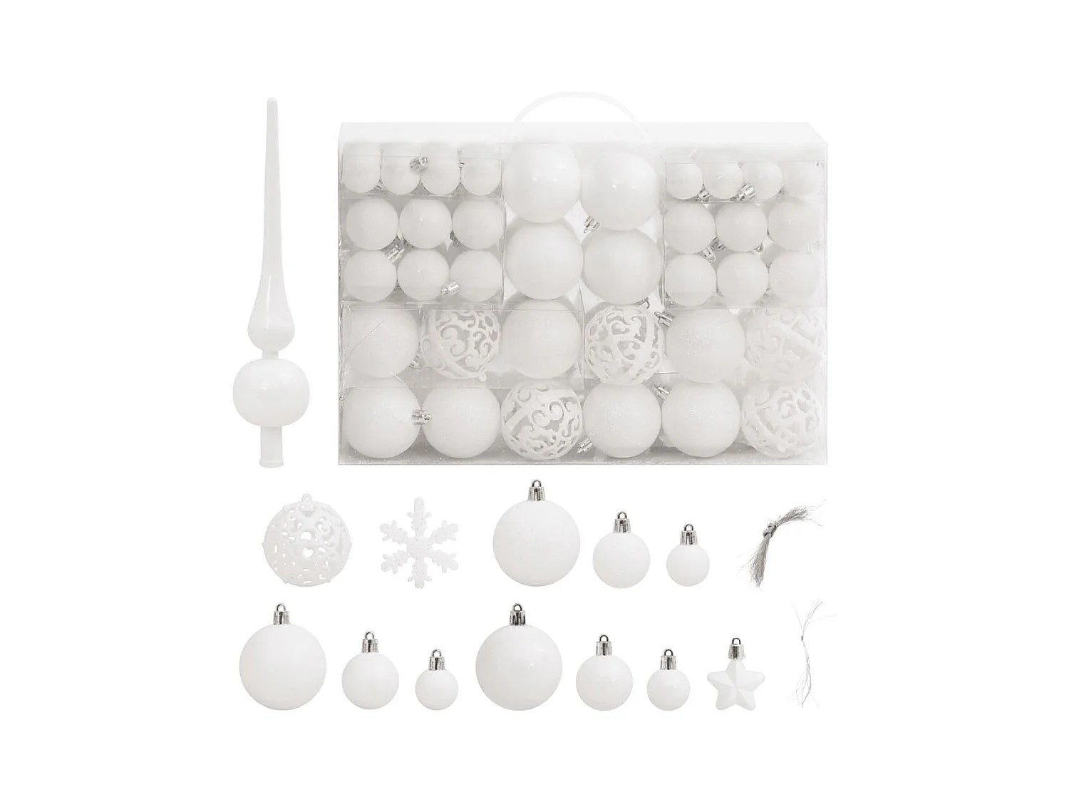 Ensemble de boules de Noël 111 pièces blanc polystyrène