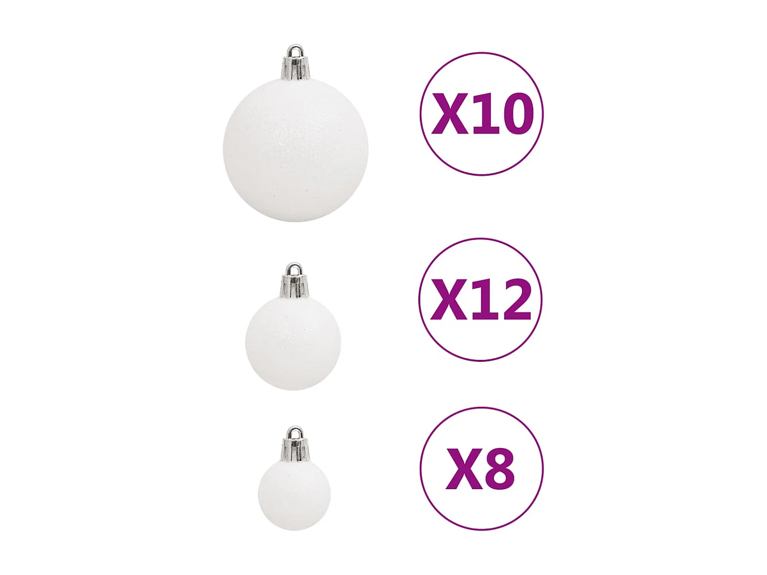 Ensemble de boules de Noël 111 pièces blanc polystyrène