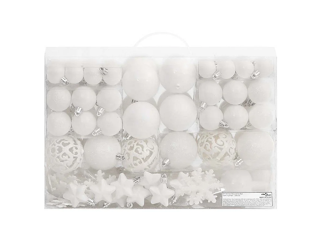 111 pcs conjunto de enfeites de Natal poliestireno branco