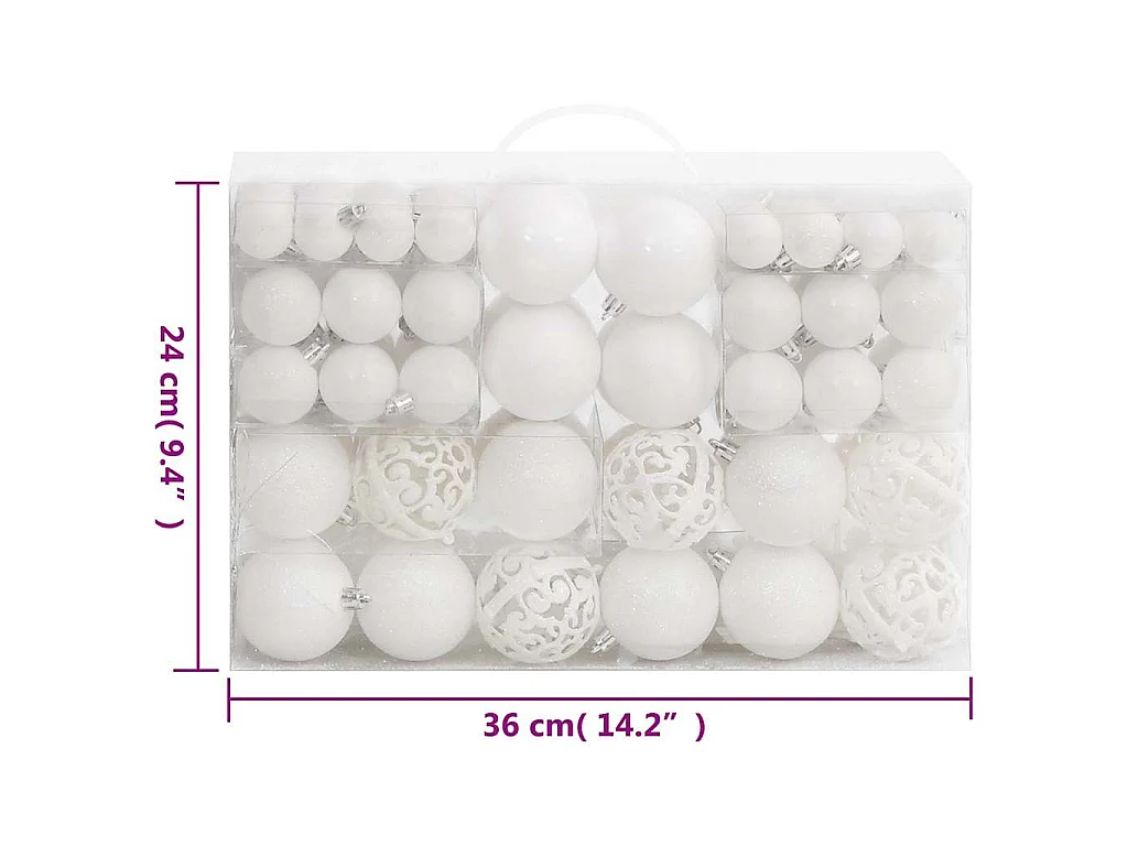 111 pcs conjunto de enfeites de Natal poliestireno branco