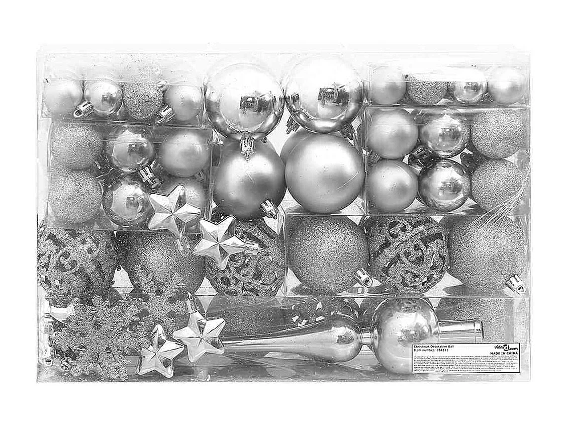 111-tlg. Weihnachtskugel-Set Silbern Polystyrol