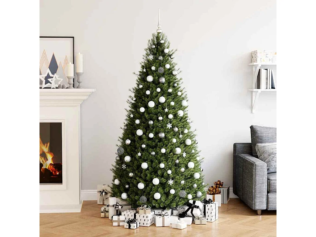 Ensemble de boules de Noël 111 pièces blanc et gris polystyrène