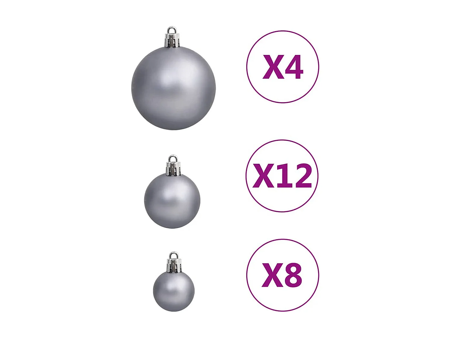 Ensemble de boules de Noël 111 pièces blanc et gris polystyrène