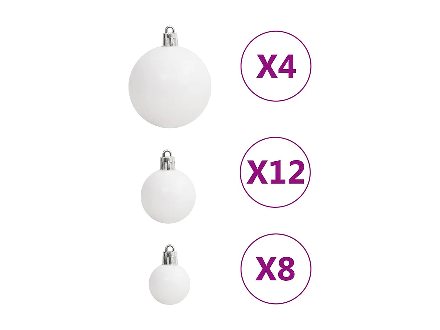 Ensemble de boules de Noël 111 pièces blanc et gris polystyrène
