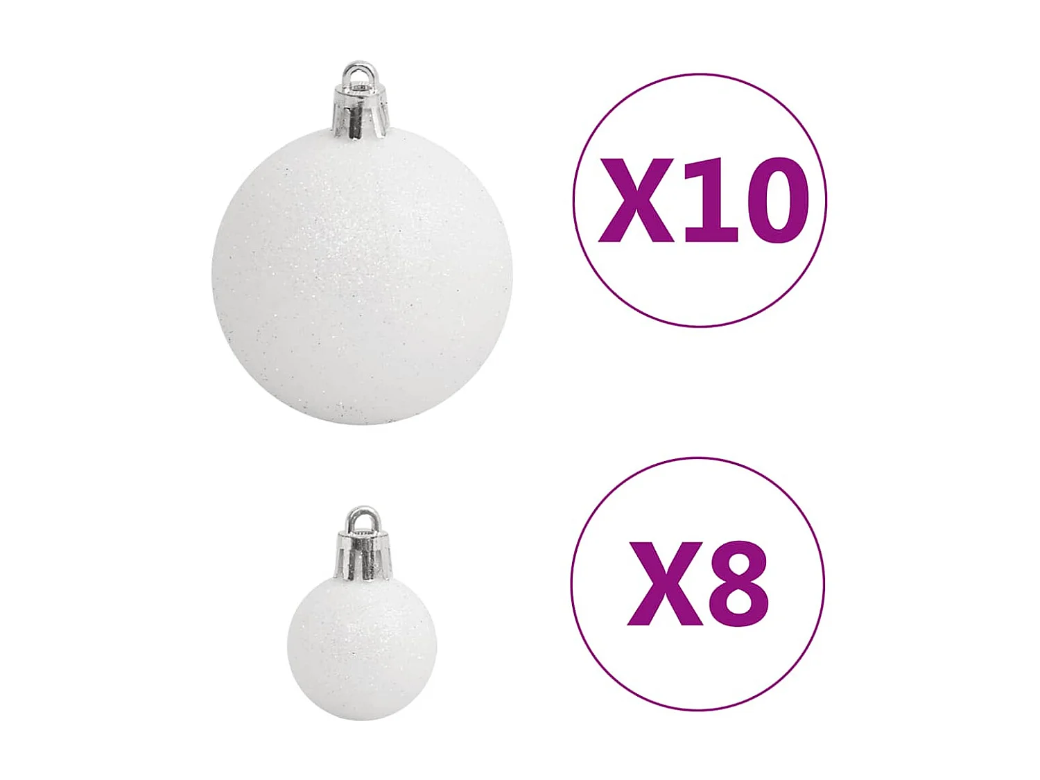 Ensemble de boules de Noël 111 pièces blanc et gris polystyrène