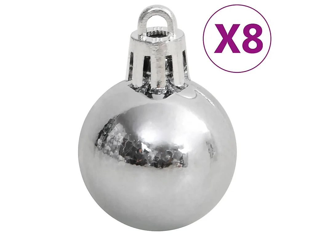 Ensemble de boules de Noël 111 pièces blanc et gris polystyrène
