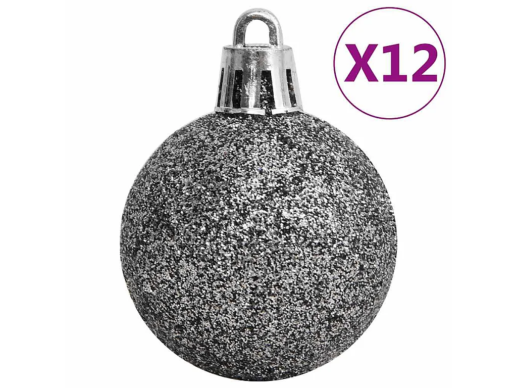 Ensemble de boules de Noël 111 pièces blanc et gris polystyrène
