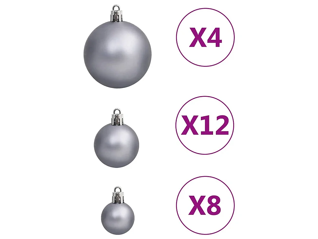 Ensemble de boules de Noël 111 pièces blanc et gris polystyrène