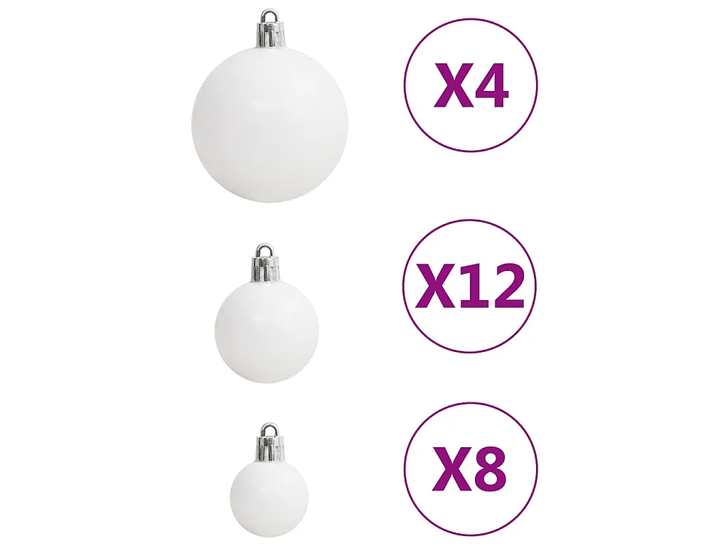 Ensemble de boules de Noël 111 pièces blanc et gris polystyrène