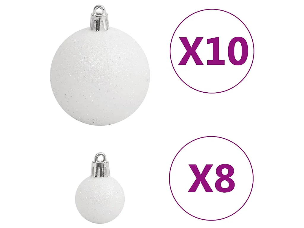 Ensemble de boules de Noël 111 pièces blanc et gris polystyrène