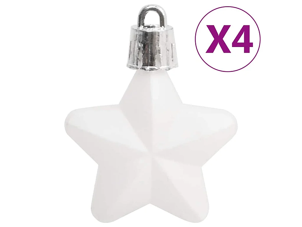 Ensemble de boules de Noël 111 pièces blanc et gris polystyrène