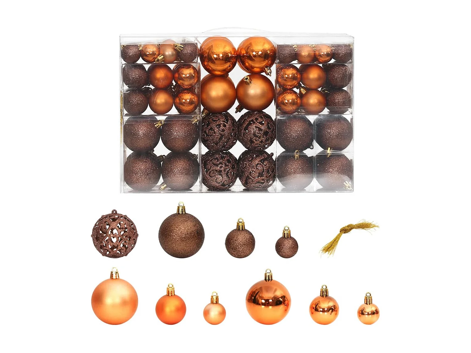 Kerstballen 100 st 3/4/6 cm bruin