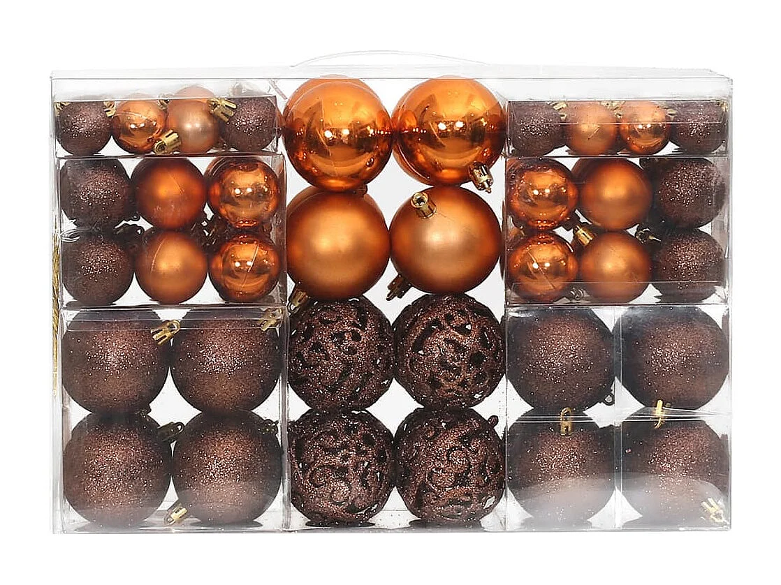 Kerstballen 100 st 3/4/6 cm bruin