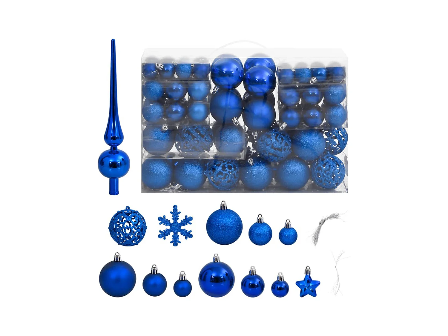Ensemble de boules de Noël 111 pièces bleu polystyrène