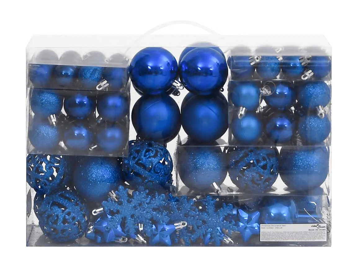 Juego de bolas de Navidad 111 pzas poliestireno azul