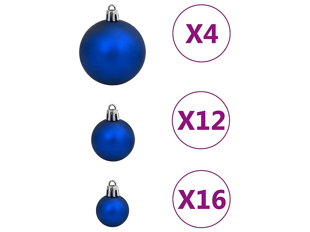 Ensemble de boules de Noël 111 pièces bleu polystyrène