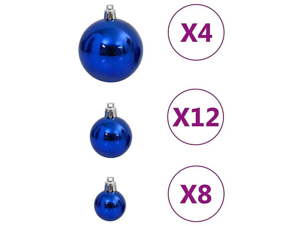 Ensemble de boules de Noël 111 pièces bleu polystyrène