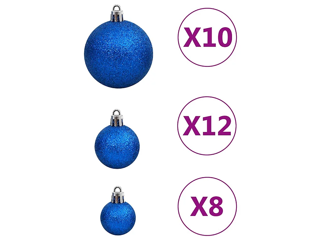 Ensemble de boules de Noël 111 pièces bleu polystyrène