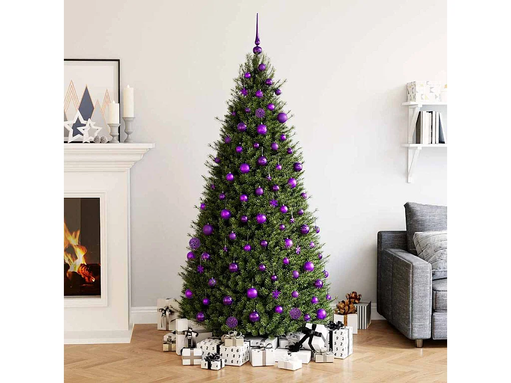 Ensemble de boules de Noël 111 pièces violet polystyrène