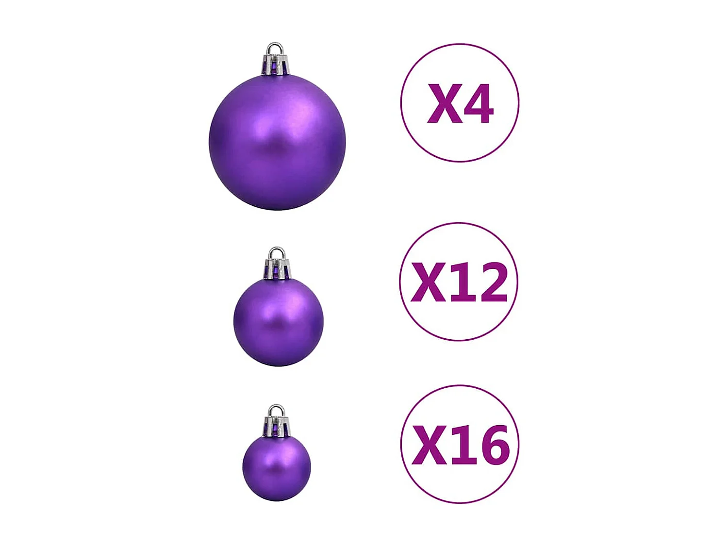 Ensemble de boules de Noël 111 pièces violet polystyrène