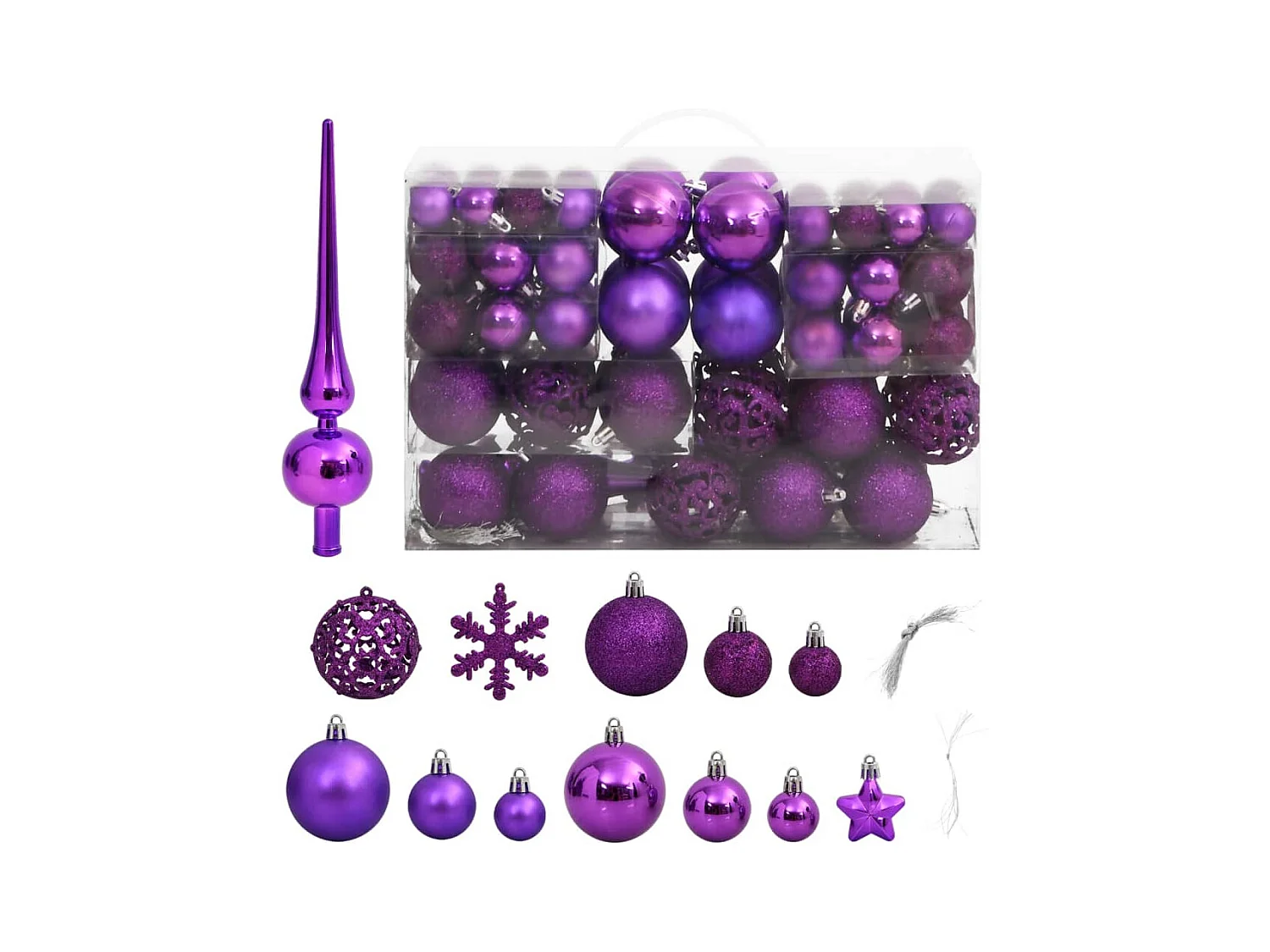 Ensemble de boules de Noël 111 pièces violet polystyrène