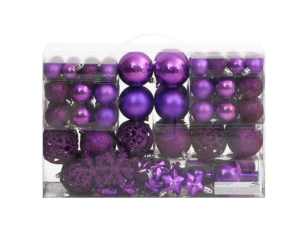 111-delige Kerstballenset polystyreen paars