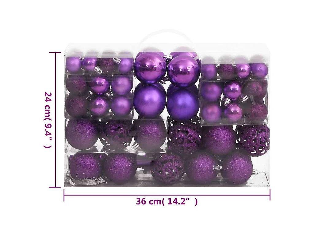 111-delige Kerstballenset polystyreen paars