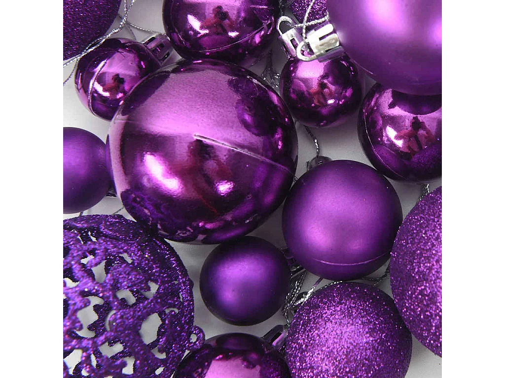 111-delige Kerstballenset polystyreen paars