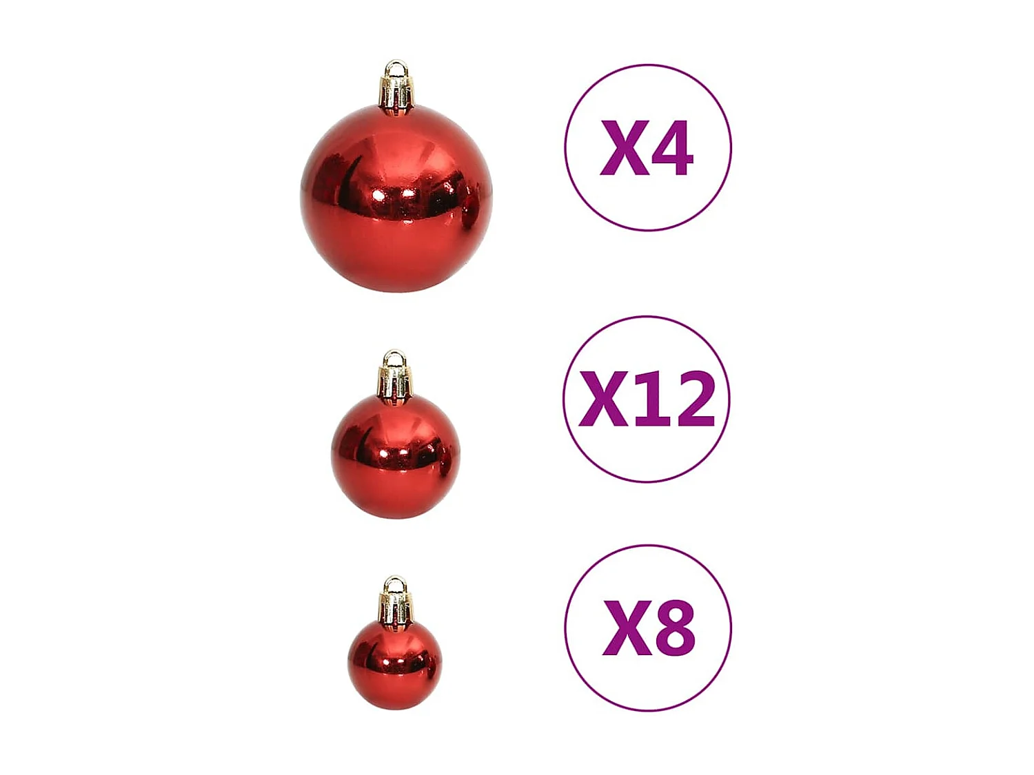 Ensemble de boules de Noël 111 pièces rouge polystyrène