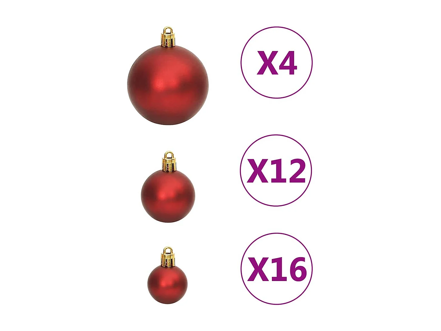 Ensemble de boules de Noël 111 pièces rouge polystyrène
