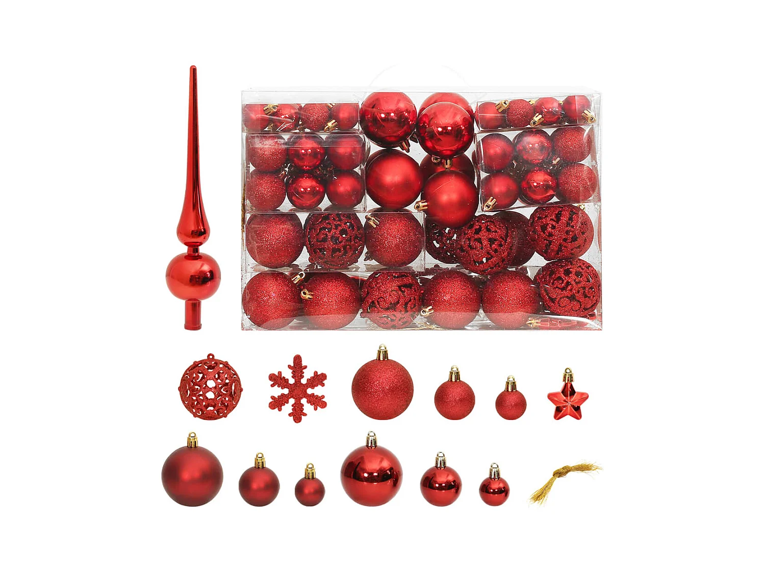 Ensemble de boules de Noël 111 pièces rouge polystyrène