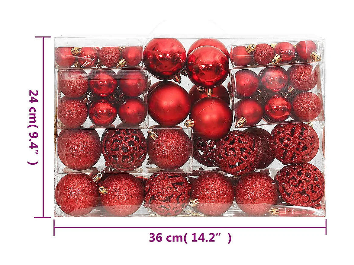 111-tlg. Weihnachtskugel-Set Rot Polystyrol